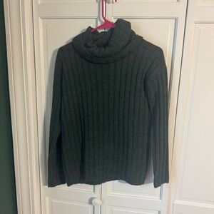 Lord & Taylor Charcoal Ribbed Turtleneck Sweater